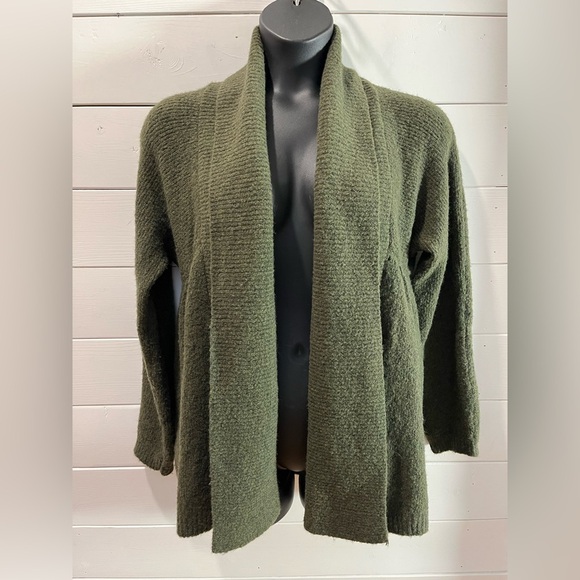 💚 SARAH SPENCER – Olive Green Open Front Cardigan (L/G) - Picture 1 of 8